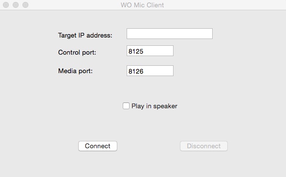 WO Mic Client 1.0 : Main Window