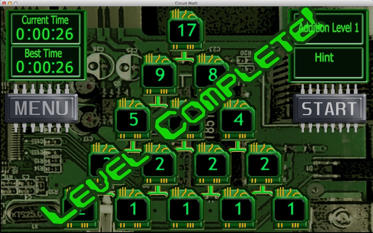 Circuit Math 1.0 : Completed Level Window