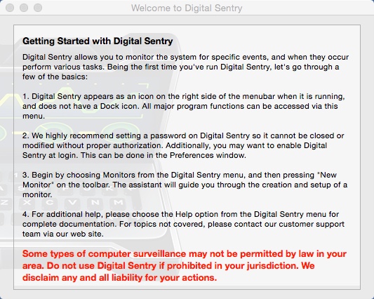 Digital Sentry 1.4 : Welcome Window