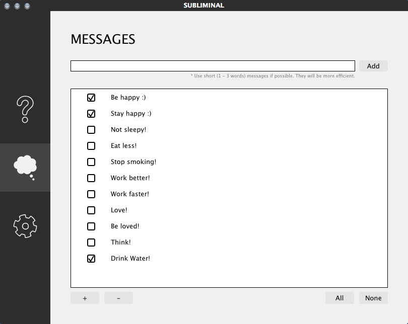 Subliminal 2.1 : Messages Window