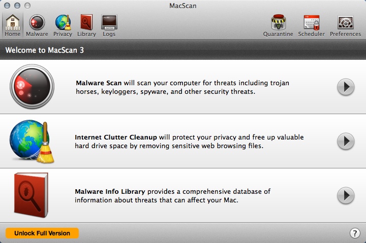 MacScan 3.0 : Welcome Window