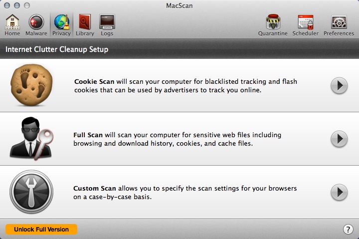 MacScan 3.0 : Privacy Window
