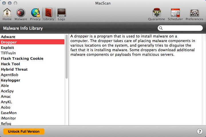 MacScan 3.0 : Library Window