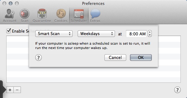 MacScan 3.0 : Scheduling Scans