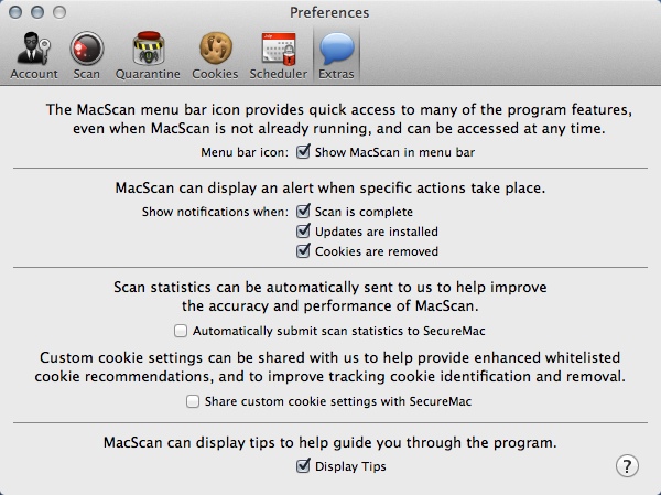 MacScan 3.0 : Preferences Window
