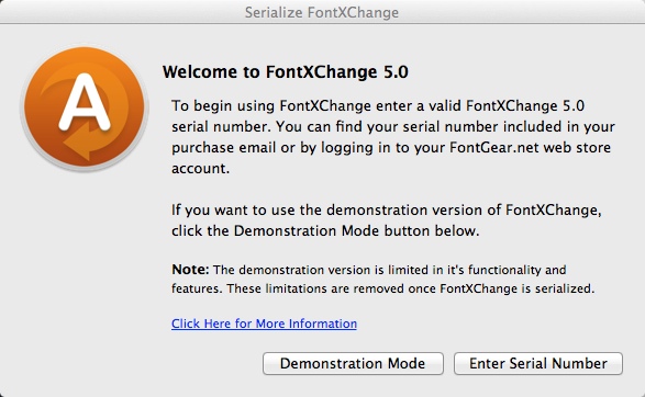 FontXChange 5.0 : Welcome Window