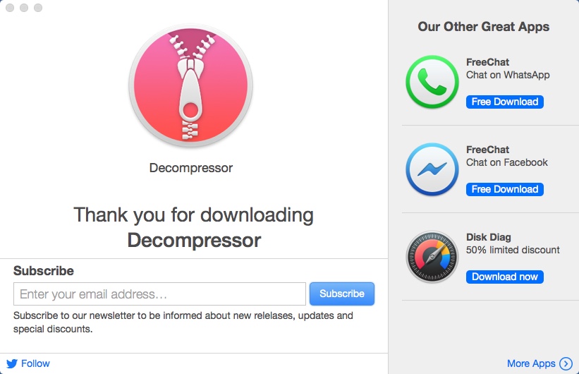 Decompressor 1.1 : Welcome Window