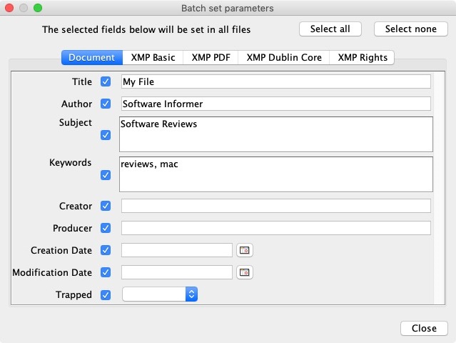 Pdf Metadata Editor 2.2 : Batch Set Parameters
