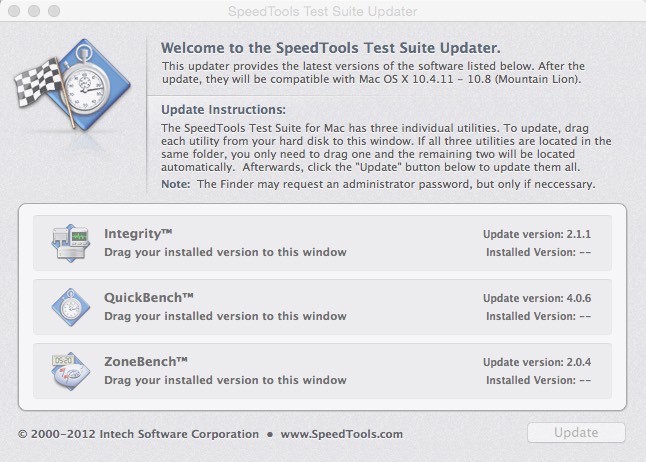 SpeedTools Test Suite Updater 1.0 : Main window