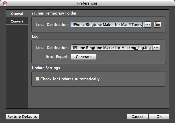 AnyMP4 iPhone Ringtone Maker for Mac 7.1 : Program Preferences