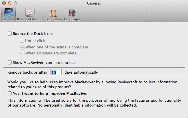 MacReviver 2.2 : Program Preferences