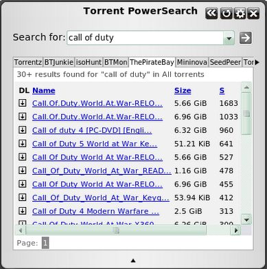 Torrent PowerSearch 2.6 : Main window