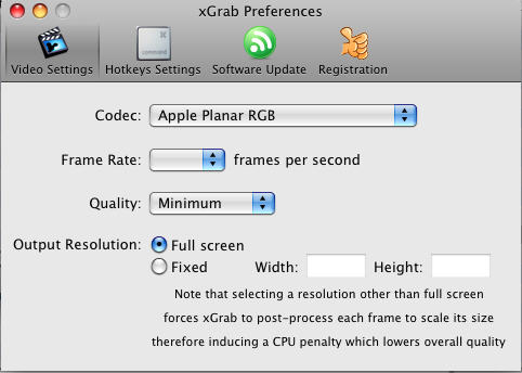 xGrab 1.1 : Preference Window