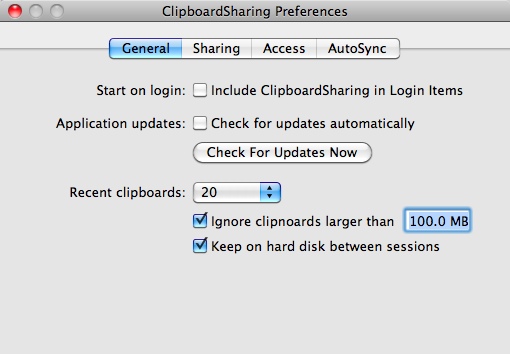 ClipboardSharing 2.0 : Main window