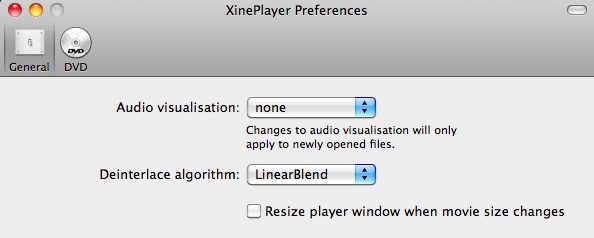 XinePlayer 0.3 : Preferences