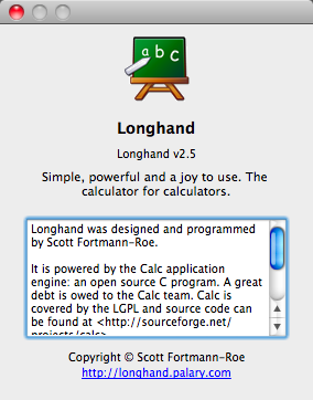 Longhand 2.5 : Program version