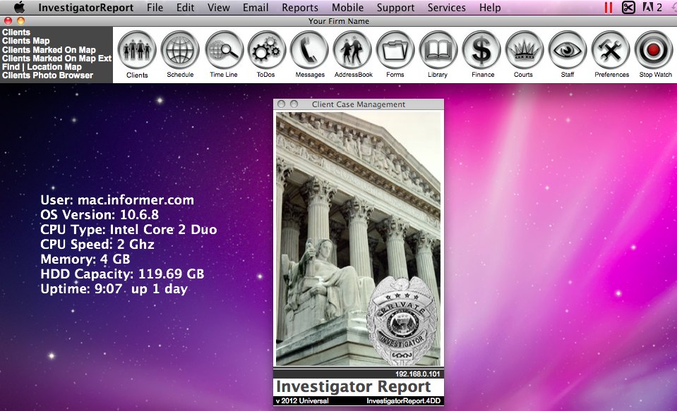 InvestigatorReport 2012.0 : Main window