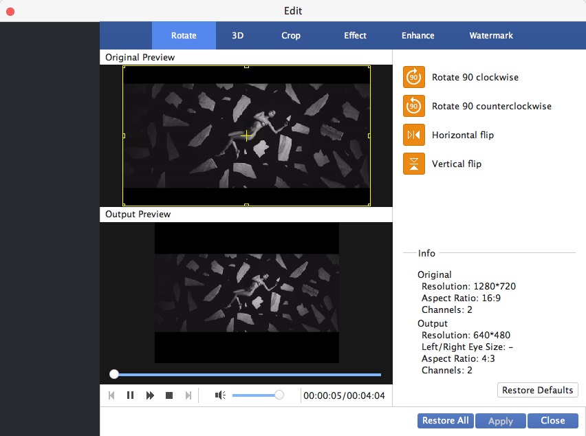 Video Enhancement 1.0 : Rotation Options