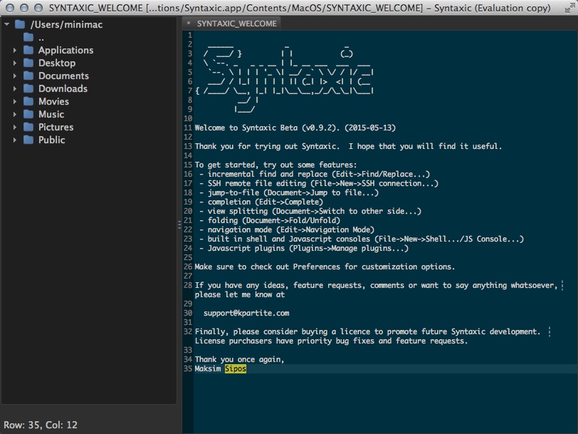 Syntaxic 0.9 : Main Window