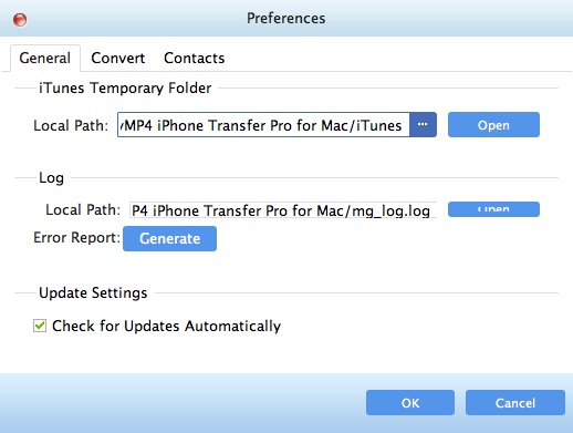 AnyMP4 iPhone Transfer Pro for Mac 8.2 : Program Preferences