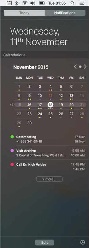 Calendarique 1.2 : Main Window