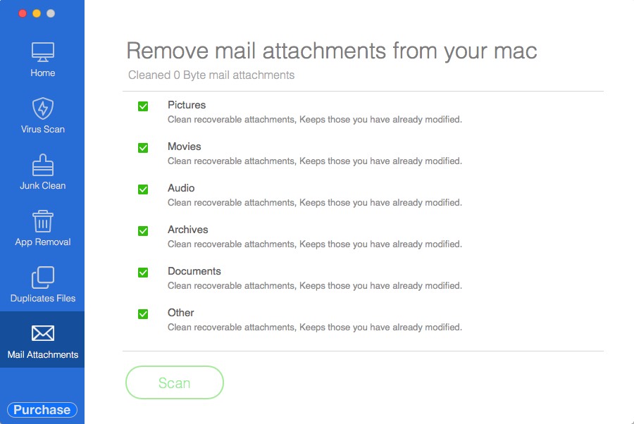 Advanced SystemCleaner 2.3 : Mail Attachments Options