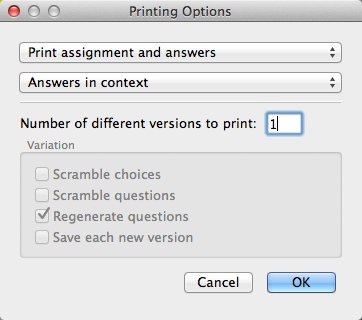 Infinite Algebra 2 2.6 : Configuring Printing Options