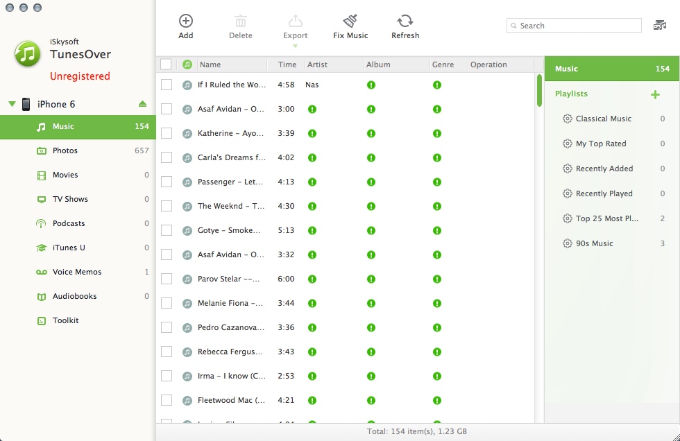 iSkysoft TunesOver 3.9 : Checking iOS Music