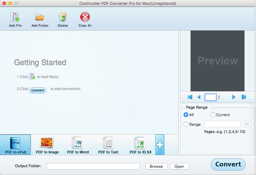 Coolmuster PDF Converter Pro for Mac 2.1 : Main Window