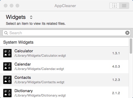 AppCleaner 3.3 : Widgets List