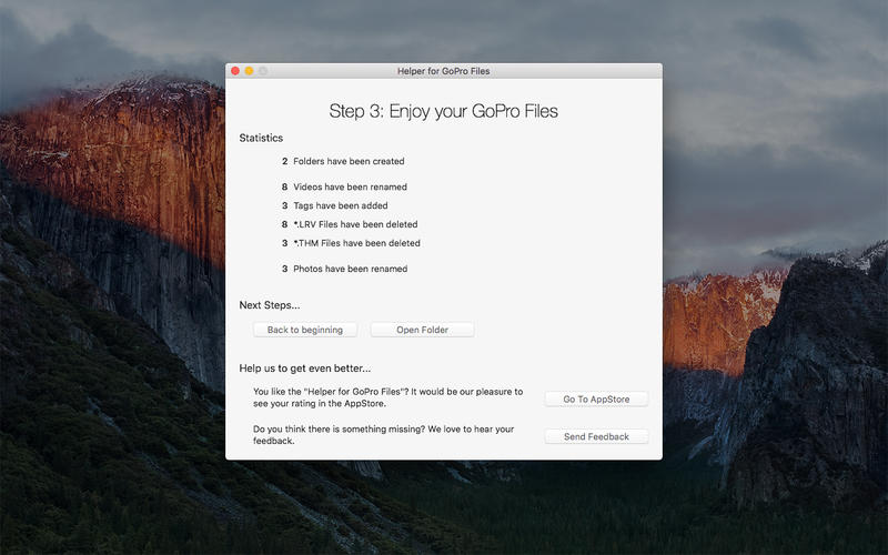 Helper for GoPro Files 2.0 : Main window