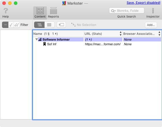 Markster 2.1 : Main Screen - Contents