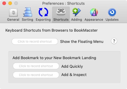 Markster 2.1 : Shortcuts Preferences