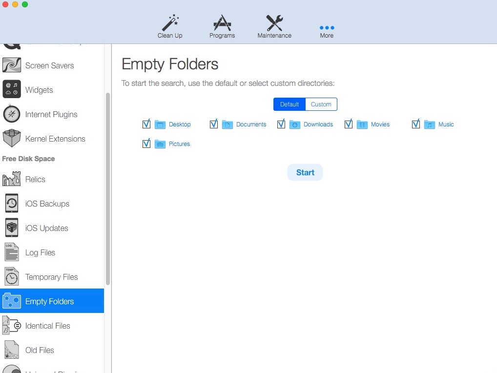 CleanApp 5.1 : Configuring Empty Folder Scanning Settings