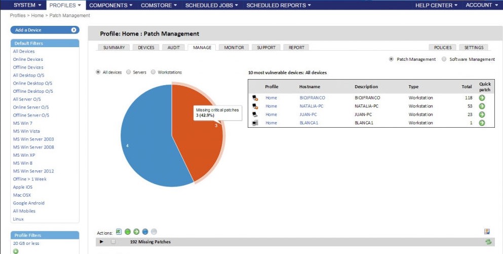 Panda Systems Management 1.0 : Main window