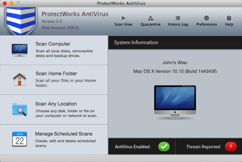 ProtectWorks AntiVirus 2.0 : Main Window