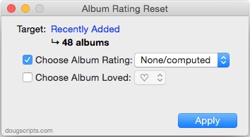 Album Rating Reset 2.0 : Main window