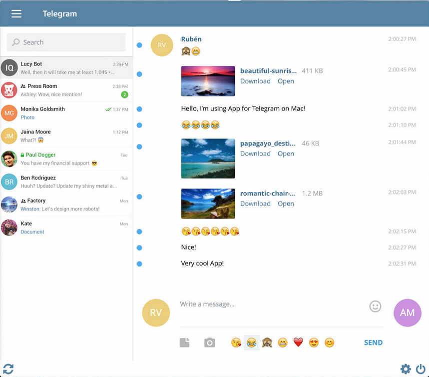 SmartTab for Telegram 1.2 : Main Window