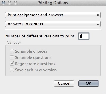 Infinite Algebra 1 2.1 : Configuring Printing Settings