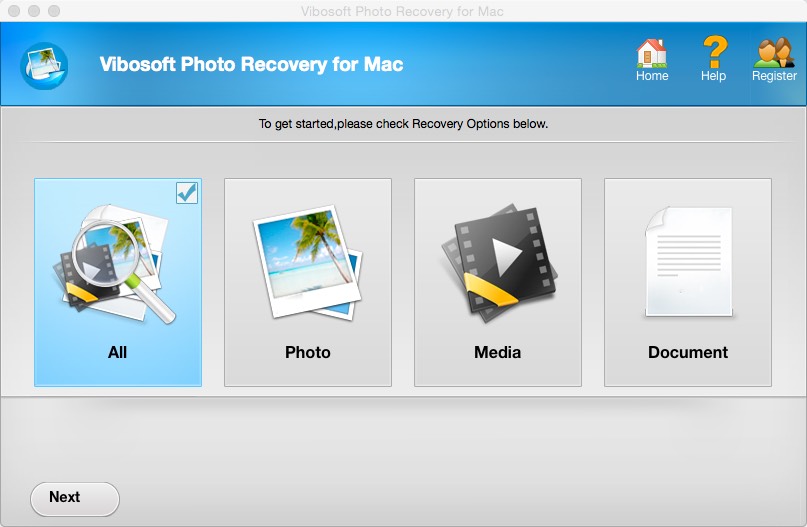 Vibosoft Photo Recovery for Mac 3.2 : Main window