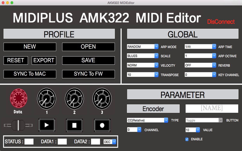 AKM322 MIDIEditor 1.0 : Main window