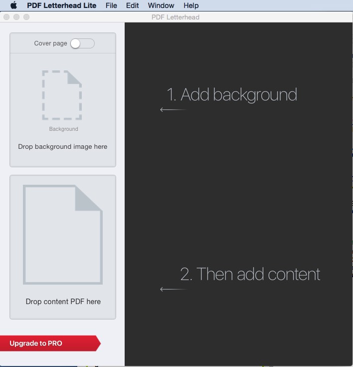 PDF Letterhead Lite 1.3 : Main window