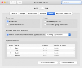 Menus Settings