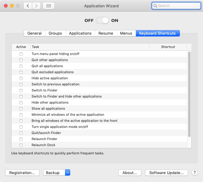 Application Wizard Installer 4.1 : Keyboard Shortcuts