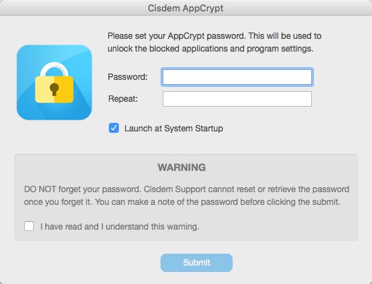 Cisdem AppCrypt 3.0 : Startup Window