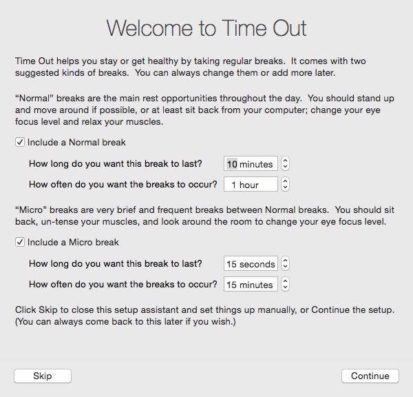 Time Out 2.0 : Welcome Window