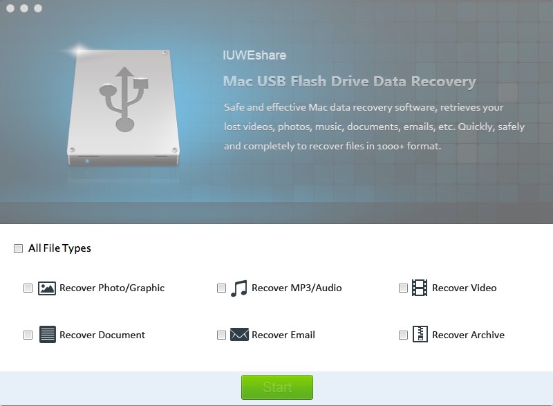 IUWEshare Mac USB Flash Drive Data Recovery 1.1 : Main window