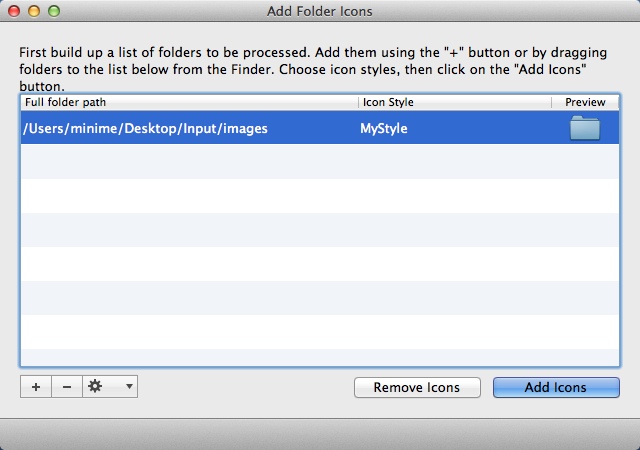 Add Folder Icons 3.0 : Main Window