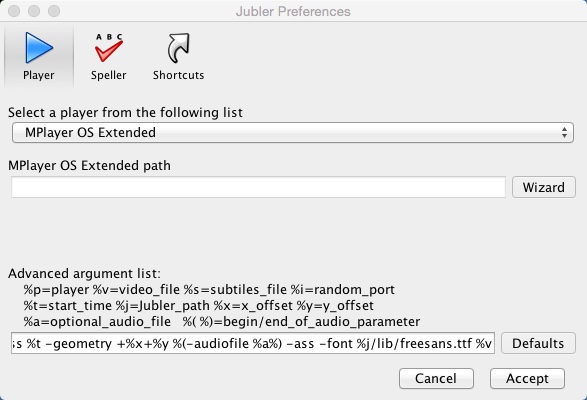 Jubler 5.1 : Preferences Window