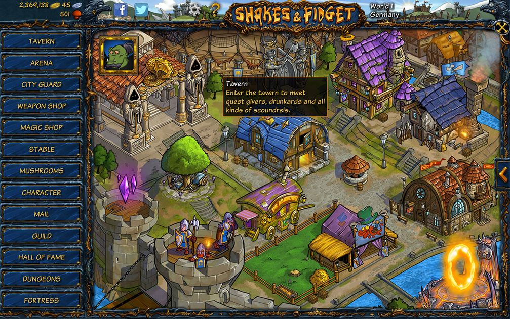 Shakes and Fidget 2.6 : Game Window
